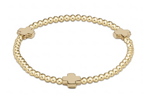 enewton Extends - Signature Cross Gold Pattern 3mm Bead Bracelet - Gold