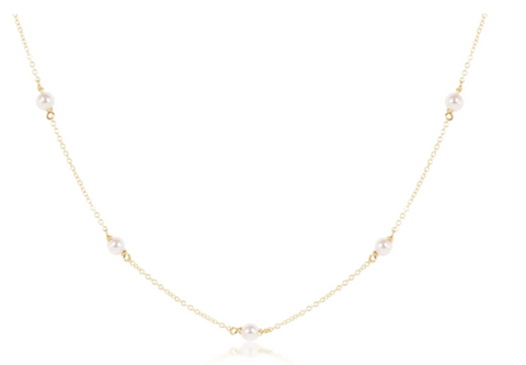 15" Choker Simplicity Chain Gold - 4mm Pearl