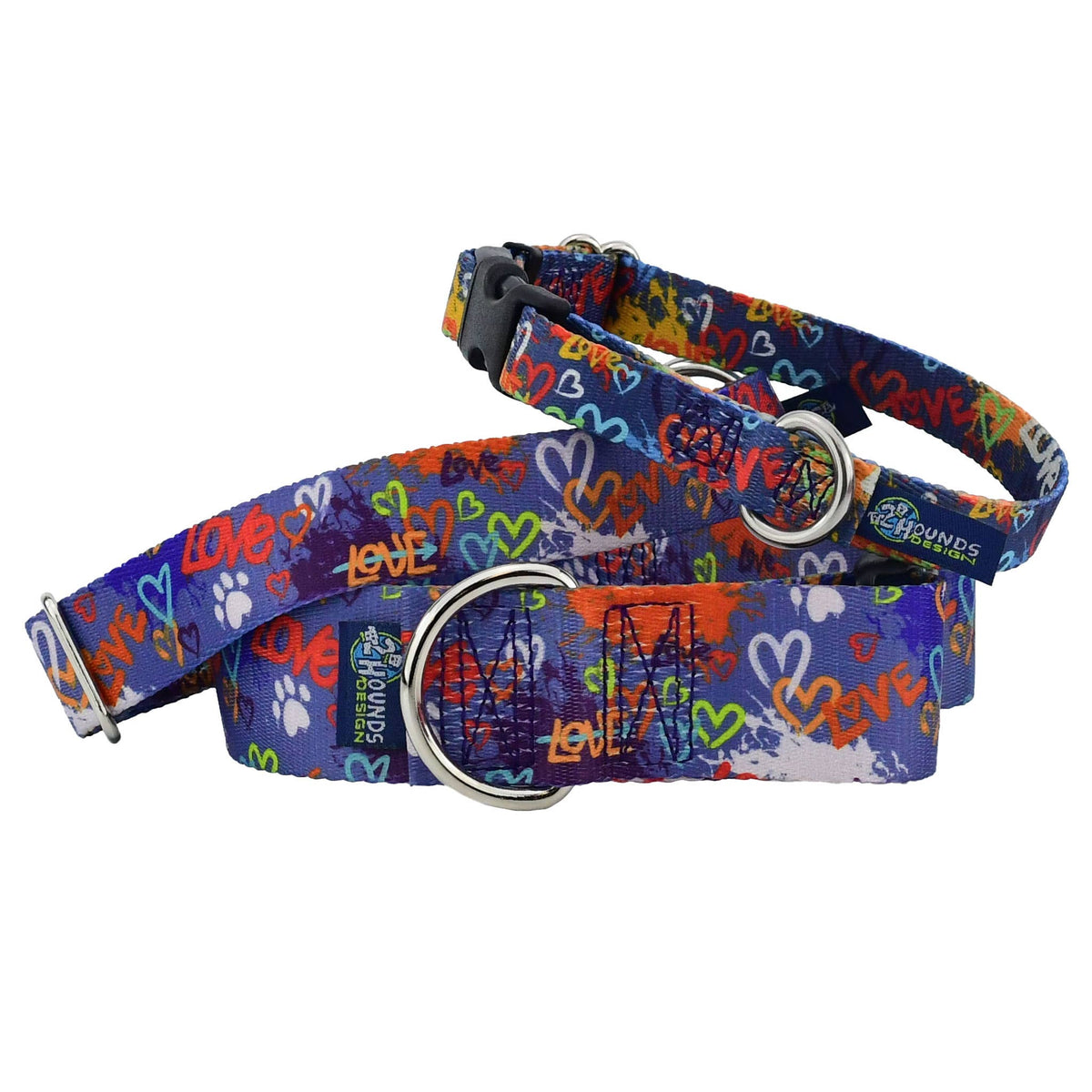 5/8″ EarthStyle Love Graffiti Blue Dog Collar – vintagecottagenc