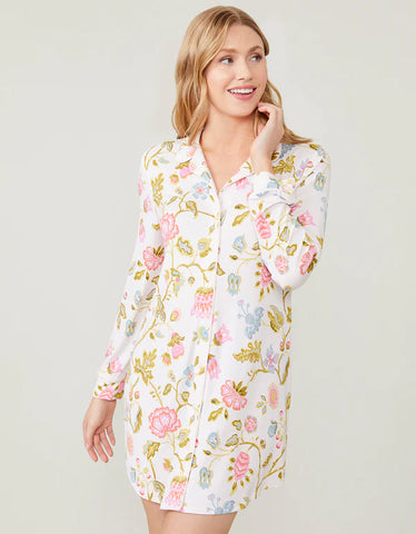 Pajama Sleep Shirt Jane Jacobean Cream - Spartina 449
