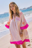 Plus Embroidered Plunge V Neck Mini Dress