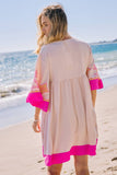 Plus Embroidered Plunge V Neck Mini Dress