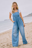 Washed Chambray Overall Jumpsuit