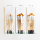 Round tip watercolor brush set -- 6 piece