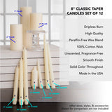 Colonial Candle Classic Taper-Unscented-8in-White