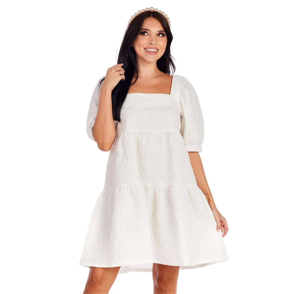 White Barbara Tiered Dress – vintagecottagenc