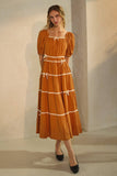 Plus Puffed Sleeve Midi Dress