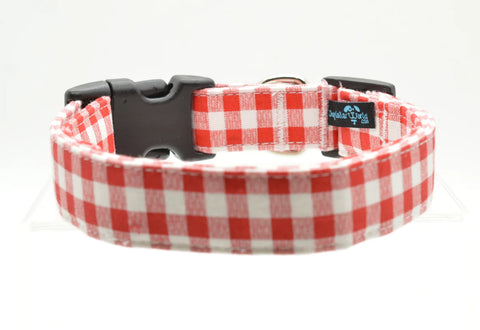 Red Gingham Dog Collar