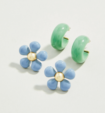 Sweet Song Earrings Set Blue/Green (2 pairs)