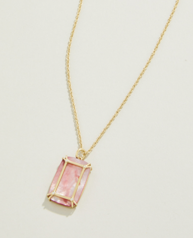 Orla Window Necklace 18" Pink Mother-of-Pearl