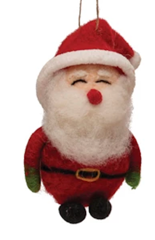 4"H - 6"H Handmade Fabric & Wool Felt Santa/Snowman Ornament, 4 Styles