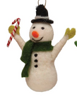 4"H - 6"H Handmade Fabric & Wool Felt Santa/Snowman Ornament, 4 Styles