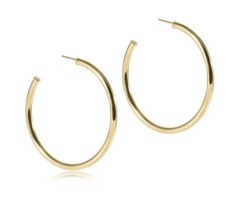 Round Gold 2" Post Hoop - 3MM - Smooth