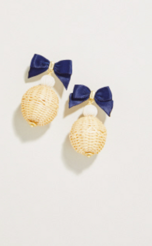 Bow Bauble Earrings Blue/Natural
