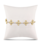 Signature Cross Sincerity Pattern Pearl 3mm Bead Bracelet - Classic Beaded Signature Cross Gold - 4mm Bead Gold