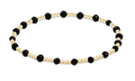 Gemstone Gold Sincerity Pattern 3mm Bead Bracelet - Faceted Onyx