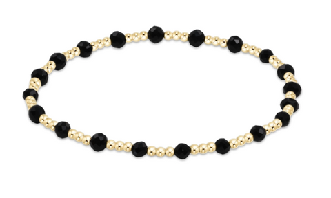 Gemstone Gold Sincerity Pattern 3mm Bead Bracelet - Faceted Onyx