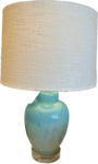 Blue Bubbled Glass Lamp