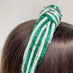 Game Day Sequin Headbands - Green & White