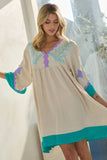 Plus Embroidered Plunge V Neck Mini Dress