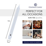 White Unscented Classic Taper Candle, 10 in, Colonial Candle