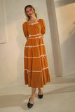 Plus Puffed Sleeve Midi Dress