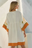 Plus Embroidered Plunge V Neck Mini Dress