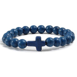 Stone Cross Bracelet - Blue