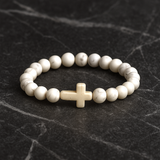 Stone Cross Bracelet - White Marble