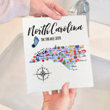 North Carolina State Map Souvenir SWEDISH DISH CLOTH