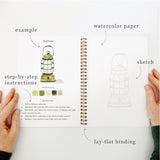 Camping watercolor workbook