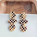 Florence Earrings- Brown Checker