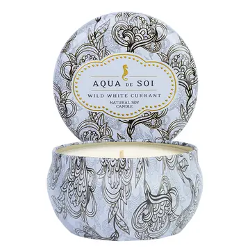 White Wild Currant 9 oz Aqua De Soi Candle Tin