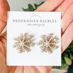 Pearl Snowflake Sunburst Statement Earrings