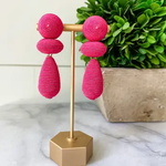 Hot Pink Thread Wrapped Drop Statement Earrings