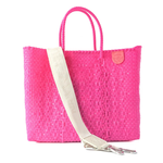 Vallarta Medium Woven Crossbody Bag- Hot Pink