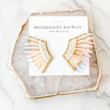 Iridescent Sequin Wing Beaded Statement Earrings