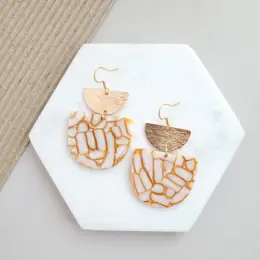 Harper Earrings- Pumpkin Spice / Gold Statement Earrings
