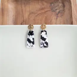 Mia Mini Earrings- Black & White