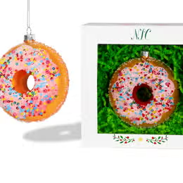 Pink Sprinkle Donut Glass Ornament