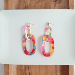 Chrissy Earrings- Rainbow Confetti