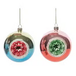 Glass 4.5" Retro Christmas Round Ornament Set Designs