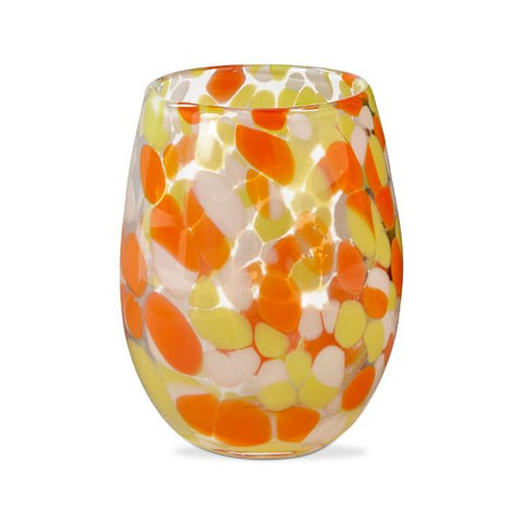 Confetti Stemless Wine Glass - Orange