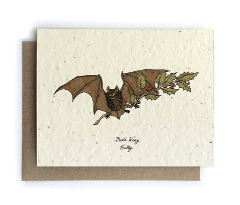 Bat Holly Halloween Plantable Seeded Greeting Card