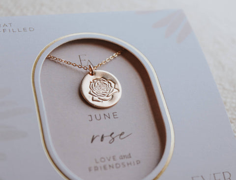 June Rose Birth Flower Necklace