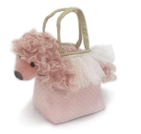 Pink Poodle Plush Toy in Purse Paris